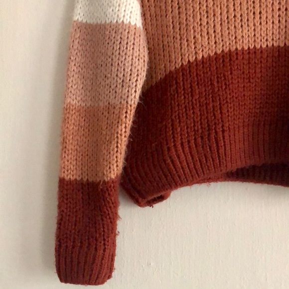 12th Tribe white, mauve pink, orange and red Too Soon knit sweater - Picture 9 of 10